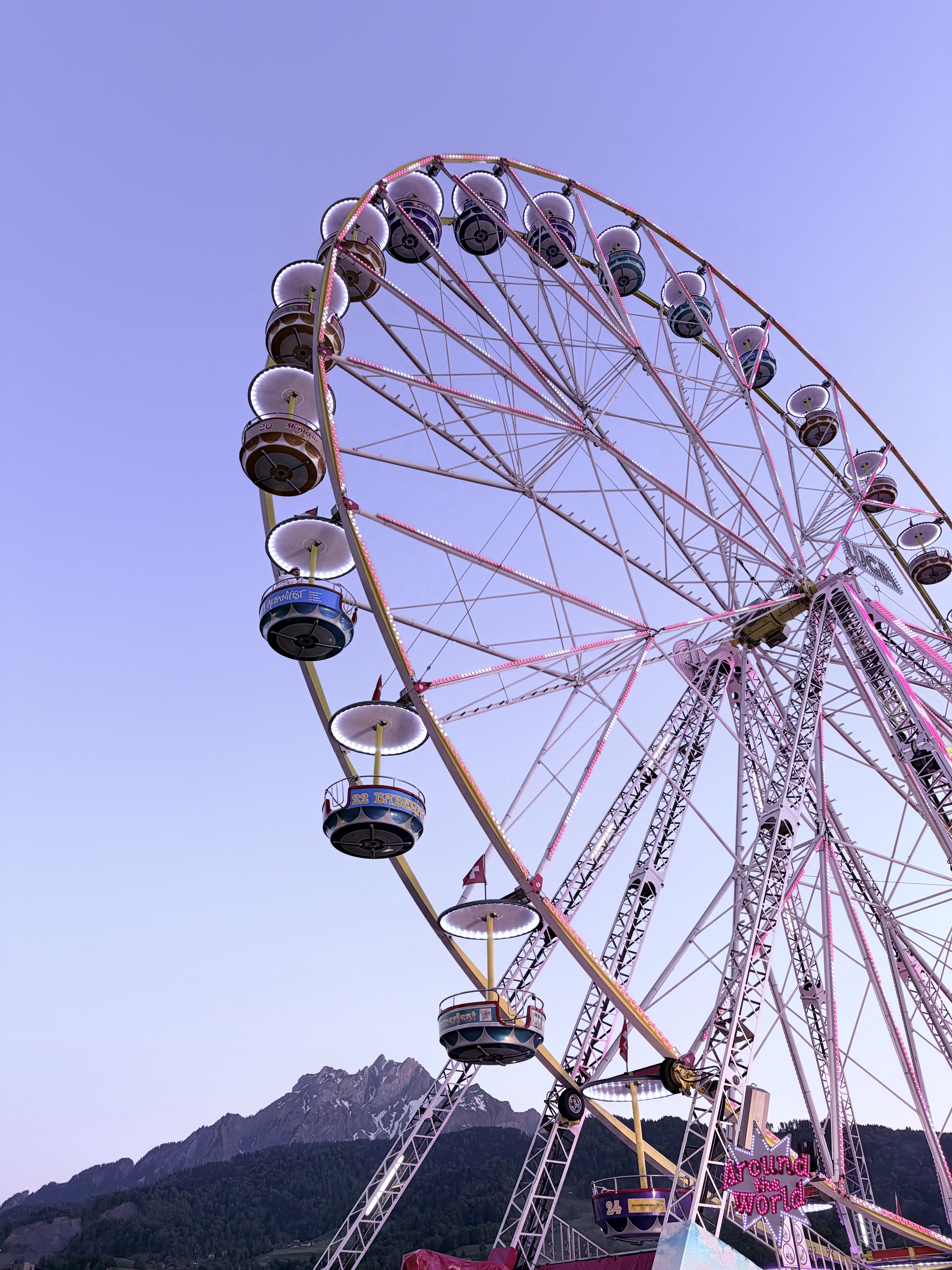 LUCA Ferris wheel at dusk, Lucerne