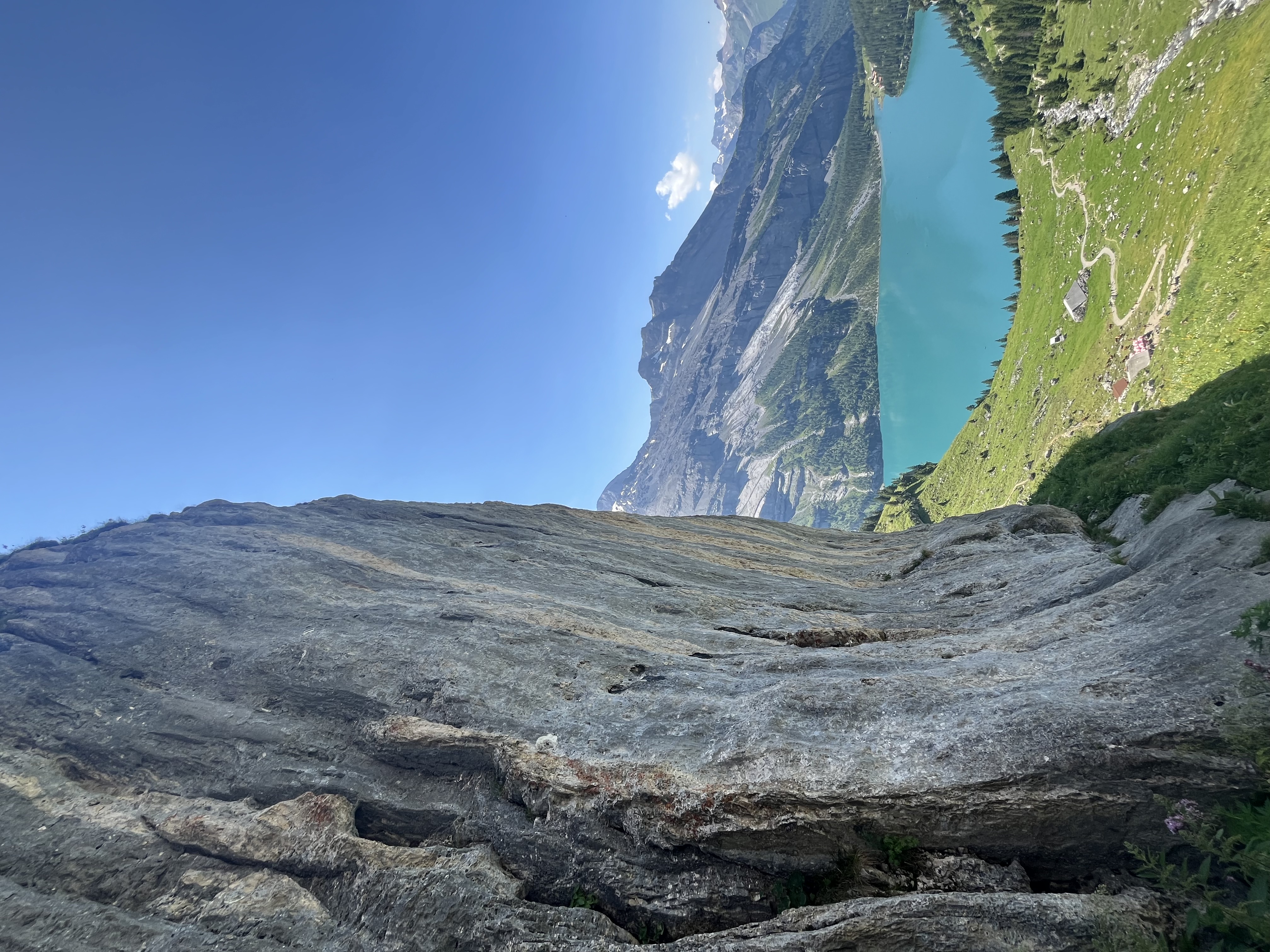 Oeschinensee panorama from above, Bernese Oberland, Switzerland